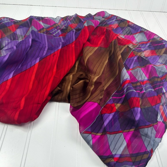 Givenchy Multi-Colored Red, Brown and Purple Silk Vintage Scarf - Picture 12 of 13